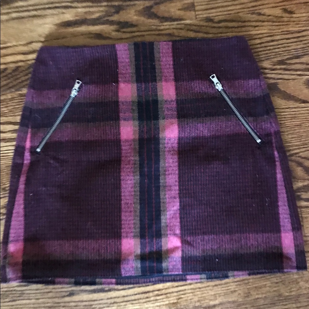 Plaid mini skirt, wool polyester blend